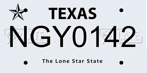 NGY0142 Texas License Plate