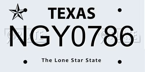 NGY0786 Texas License Plate