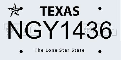NGY1436 Texas License Plate
