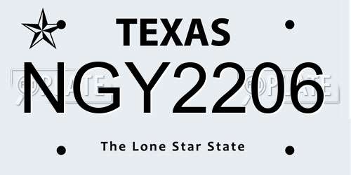 NGY2206 Texas License Plate