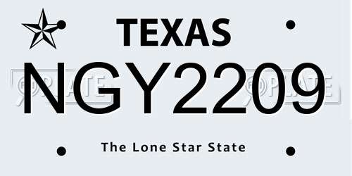 NGY2209 Texas License Plate