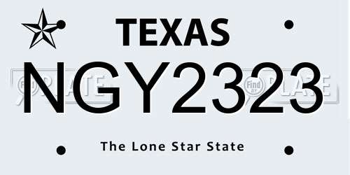NGY2323 Texas License Plate