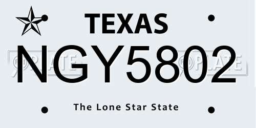 NGY5802 Texas License Plate