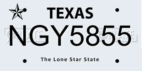 NGY5855 Texas License Plate