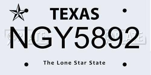 NGY5892 Texas License Plate