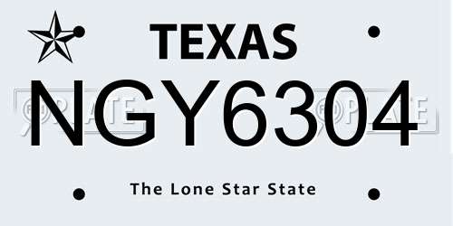 NGY6304 Texas License Plate