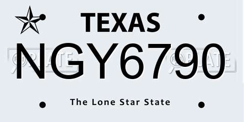 NGY6790 Texas License Plate