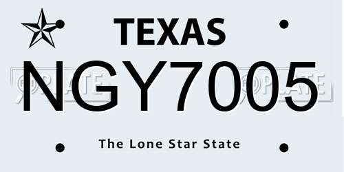 NGY7005 Texas License Plate