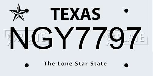 NGY7797 Texas License Plate