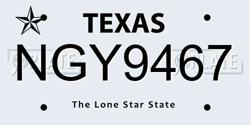 NGY9467 Texas License Plate