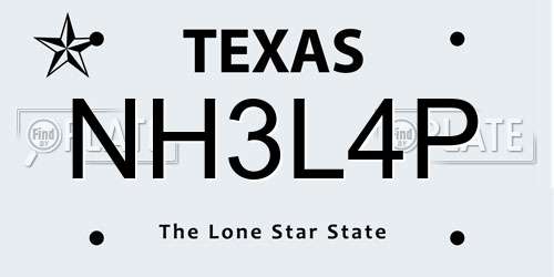 NH3L4P Texas License Plate