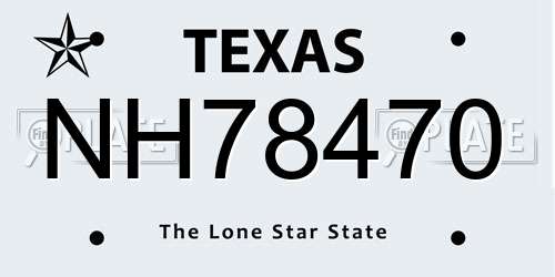 NH78470 Texas License Plate