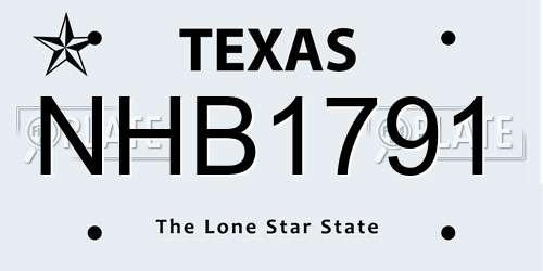 NHB1791 Texas License Plate