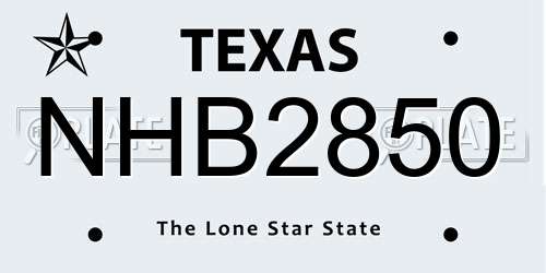 NHB2850 Texas License Plate