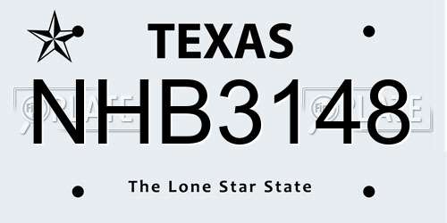 NHB3148 Texas License Plate