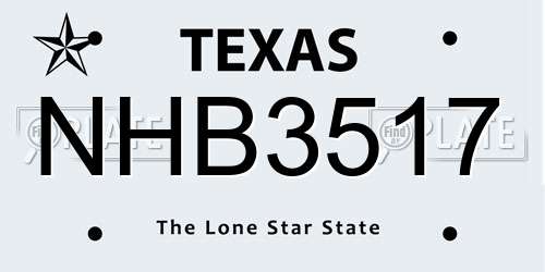 NHB3517 Texas License Plate