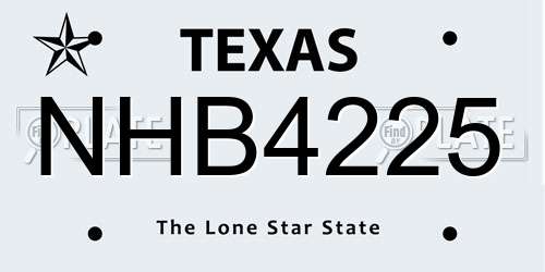 NHB4225 Texas License Plate