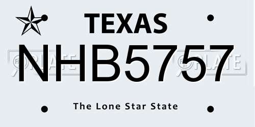 NHB5757 Texas License Plate