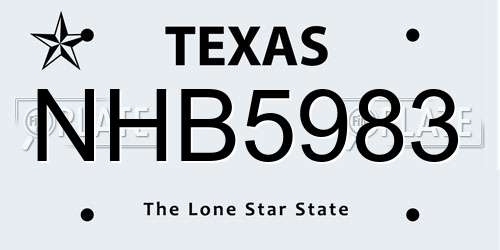 NHB5983 Texas License Plate