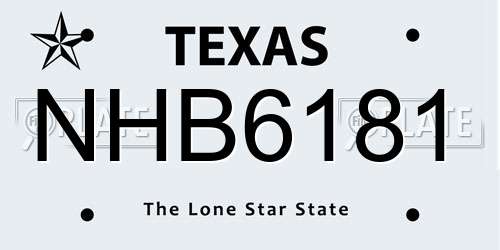NHB6181 Texas License Plate