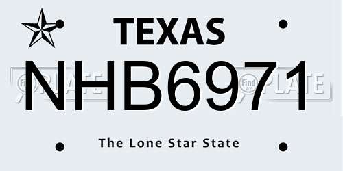 NHB6971 Texas License Plate