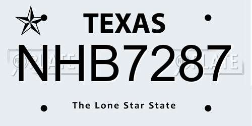 NHB7287 Texas License Plate