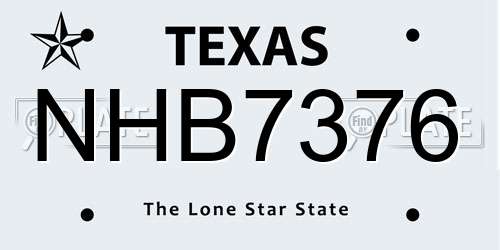 NHB7376 Texas License Plate