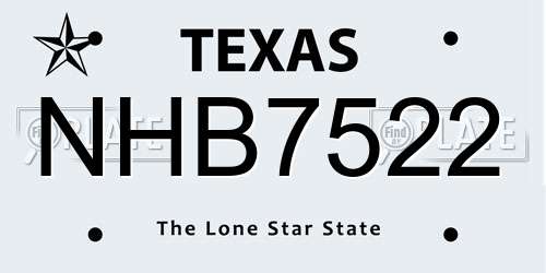 NHB7522 Texas License Plate