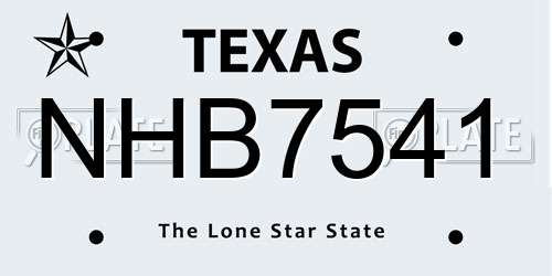 NHB7541 Texas License Plate