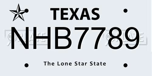 NHB7789 Texas License Plate