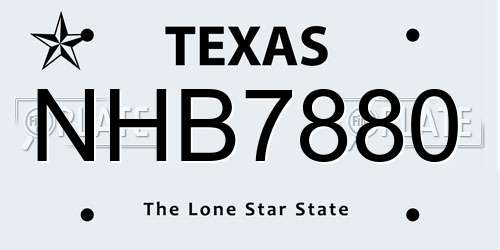 NHB7880 Texas License Plate
