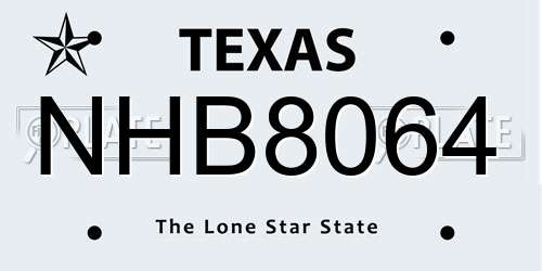 NHB8064 Texas License Plate