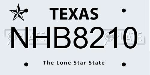 NHB8210 Texas License Plate