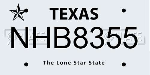 NHB8355 Texas License Plate