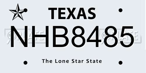 NHB8485 Texas License Plate