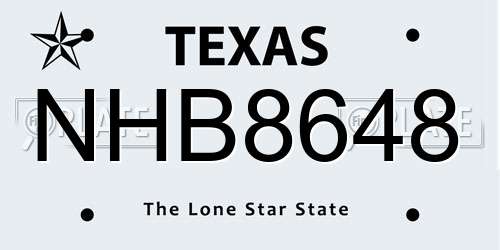 NHB8648 Texas License Plate