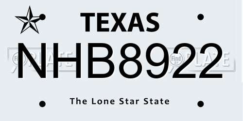 NHB8922 Texas License Plate