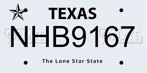 NHB9167 Texas License Plate