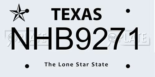 NHB9271 Texas License Plate