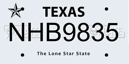 NHB9835 Texas License Plate
