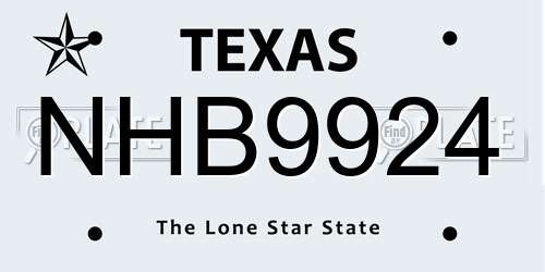 NHB9924 Texas License Plate