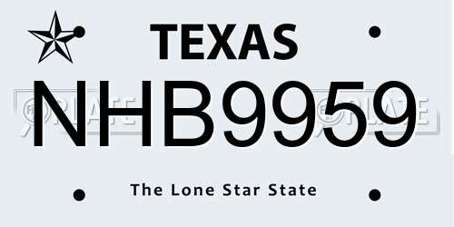 NHB9959 Texas License Plate