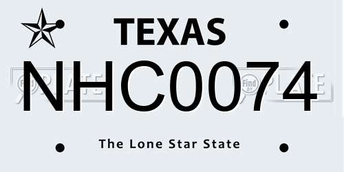 NHC0074 Texas License Plate