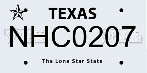 NHC0207 Texas License Plate
