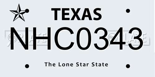 NHC0343 Texas License Plate