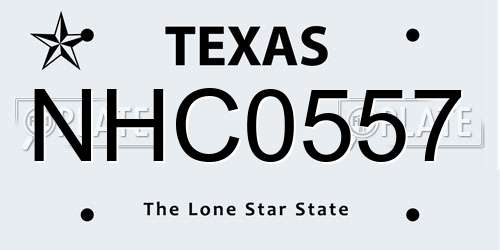 NHC0557 Texas License Plate