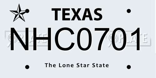 NHC0701 Texas License Plate