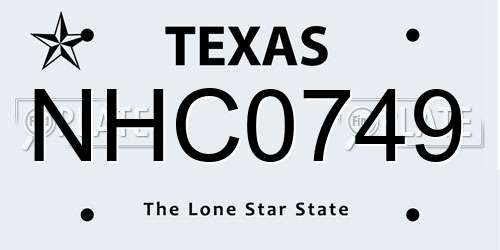 NHC0749 Texas License Plate