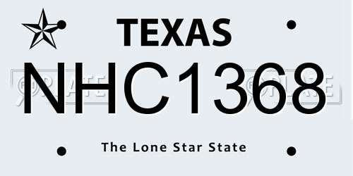 NHC1368 Texas License Plate