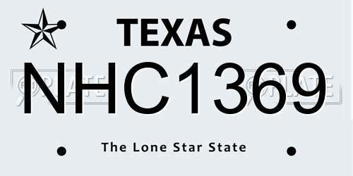 NHC1369 Texas License Plate